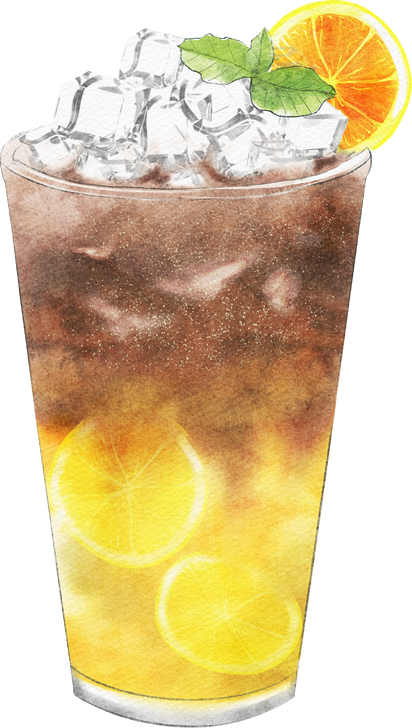 watercolor illustration Cold brew coffee orange