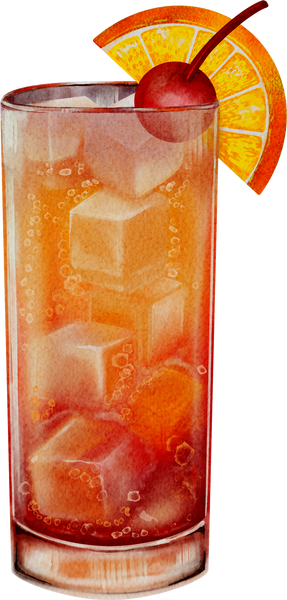Tequila Sunrise Cocktail Watercolor