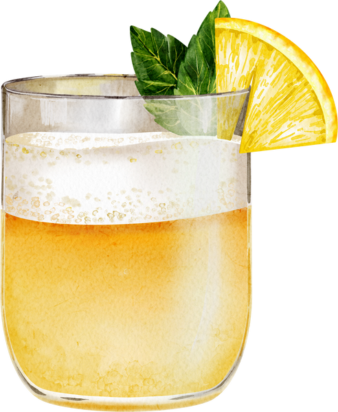 Gin Fizz Cocktail Watercolor