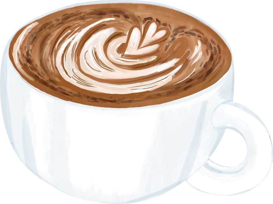 Hot latte in white cup