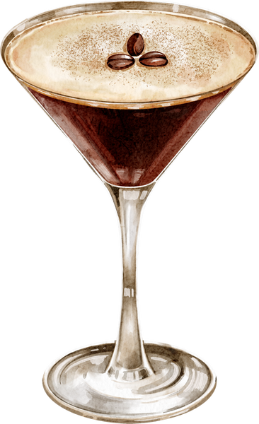 Watercolor Espresso Martini Cocktail